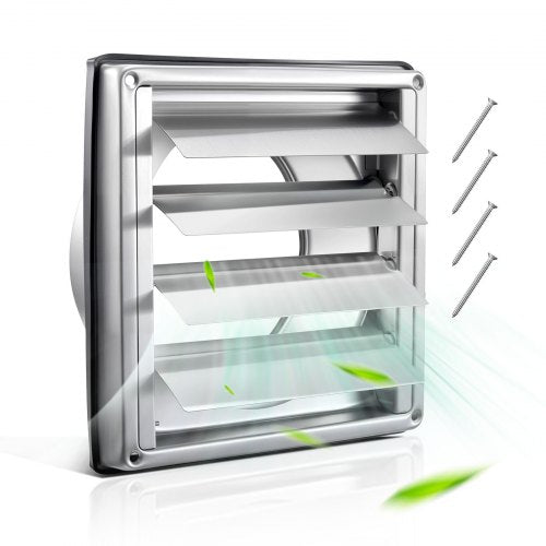 145 mm väggventilationsskydd, fyrkantigt lamellskydd för AC-ventilation, premium rostfritt stål och med ljuddämpande gummipackning, för hus, badrum, garage, kök, källare (1-pack, silver)