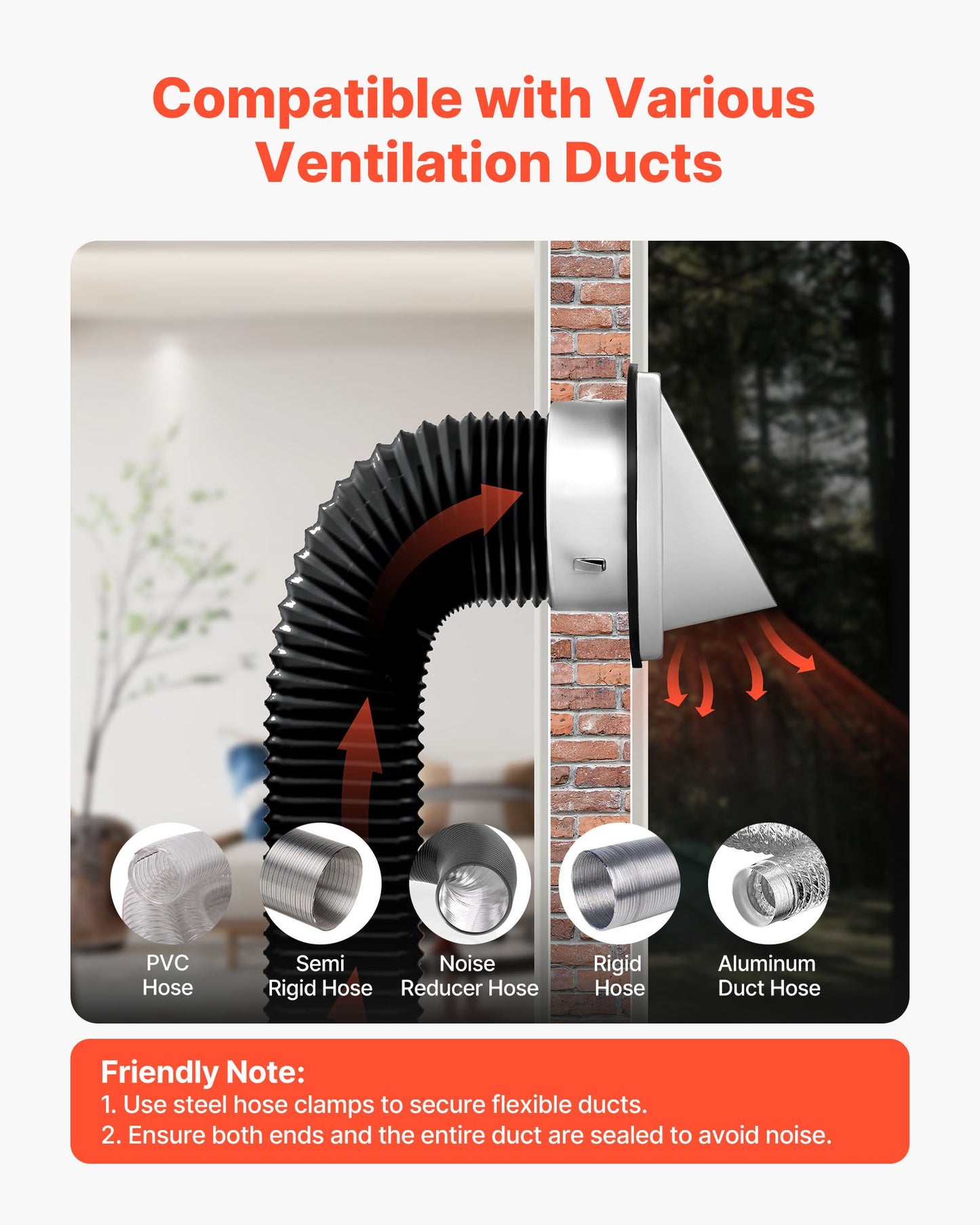 145 mm väggskydd för utvändig ventilation, fyrkantigt gavelskydd för AC-ventilation, premium rostfritt stål och med inbyggd skyddsskärm, för hus, badrum, garage, kök, källare (1-pack, silver)
