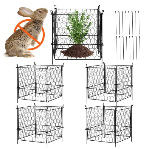 4-pack växtskydd mot djur, 33 x 33 cm växtskydd av hönsnät, växtburar för utomhusväxter, blommor och grönsaker, håller kaninkycklingar och ekorrar borta, 16 st metallnät