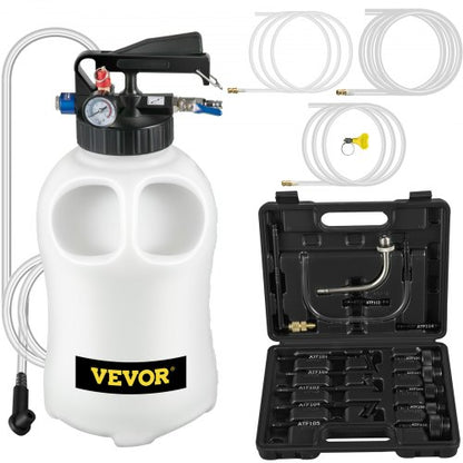 Transmissionspump 2-vägs ATF-påfyllningssystem Dispenser, olje- och vätskeutsug 10 liter stor kapacitet, verktygssats för automatväxellådspump med 14 delar ATF-påfyllningsadaptrar