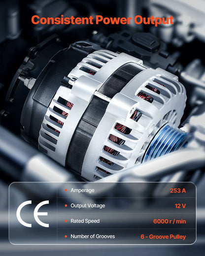 Car Alternator 10464443, Fit for Chevrolet Silverado 1500 HD V8 6.0L 2001-2005, Saab 9-7x 2005-2006, Isuzu Ascender 2003-2006, GMC Yukon 2000-2002, Automotive Replacement Alternator 10464453