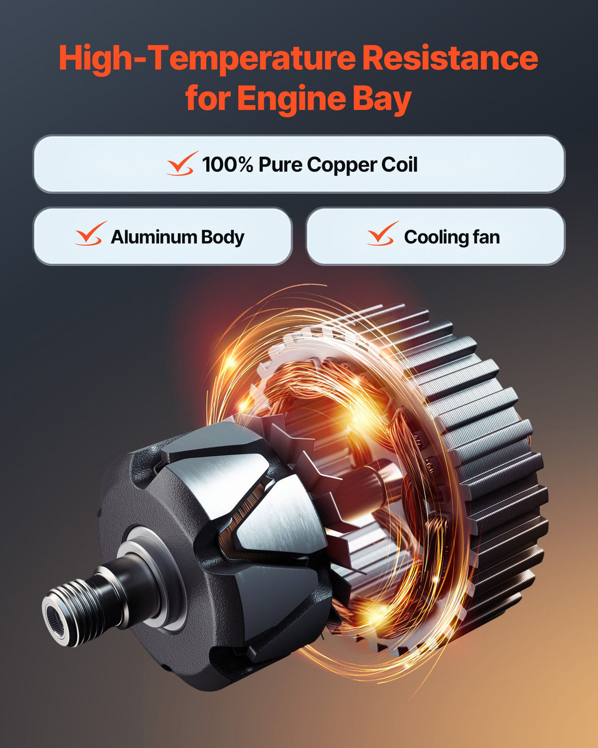 Car Alternator 10464443, Fit for Chevrolet Silverado 1500 HD V8 6.0L 2001-2005, Saab 9-7x 2005-2006, Isuzu Ascender 2003-2006, GMC Yukon 2000-2002, Automotive Replacement Alternator 10464453