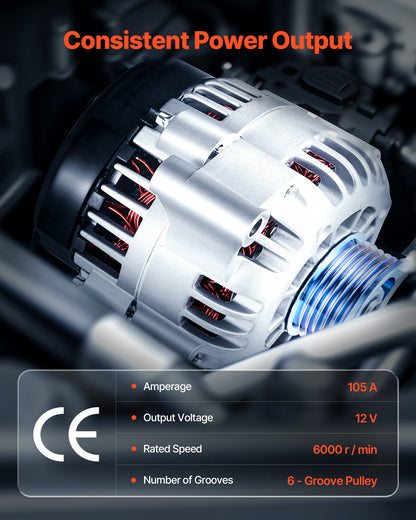 Bilgenerator 8247N, Passar till Cadillac Escalade V8 5,3L/6,0L 2002-2004, Chevy Suburban 1500 2000-2004, GMC Yukon V8 4,8L/5,3L 2000-2004, Bilreservgenerator 10464481, 15755616