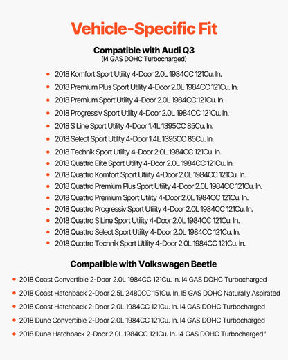 2 st framhjulslager och navaggregat passar för 2018 Audi Q3 Komfort Premium Plus Sport Utility 4-dörrars Volkswagen Beetle Coast Cabriolet 2-dörrars 2.0L OEM 513253, hjullagernavaggregatsats