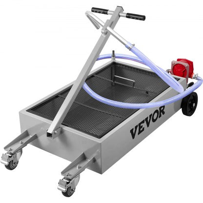 Oil Drain Pan 15 Gallon Oil Drain Tank, 57L Low Profile Oil Drain Pan, Large Capacity Oil Change Pan, Foldable Hand, with Pump, Hose, Swivel Casters Wheels for Car, SUV, Trucks Oil Draining