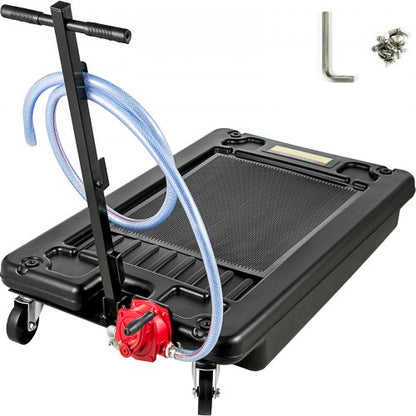 Bärbar oljetråg med pump 64L oljetråg 17 gallon lågprofils oljetråg med 8' slang för SUV-bilar och lastbilar
