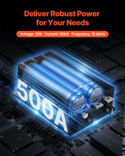 Golfbilshastighetsregulator, 36V och 500A, DC-motorstyrningsersättning för Club Car-golfbilar, IP65-klassat skydd, aluminiumlegering och ABS-hölje, kompatibel med 1205-117/1205M-5603-modellerna