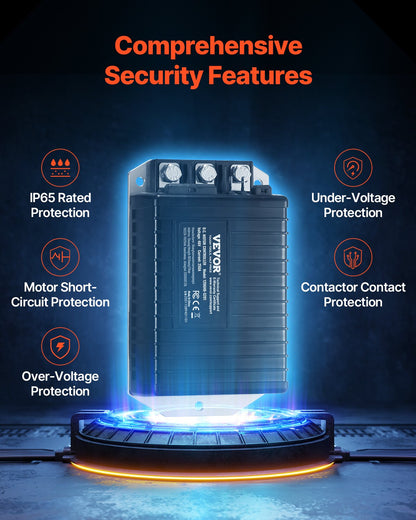 Golfbilshastighetsregulator, 48 volt och 250 ampere, DC-motorstyrenhetsersättning för EZGO TXT golfbilar, IP65-klassat skydd, aluminiumlegering och ABS-hölje, kompatibel med 1206HB-5201-modellerna