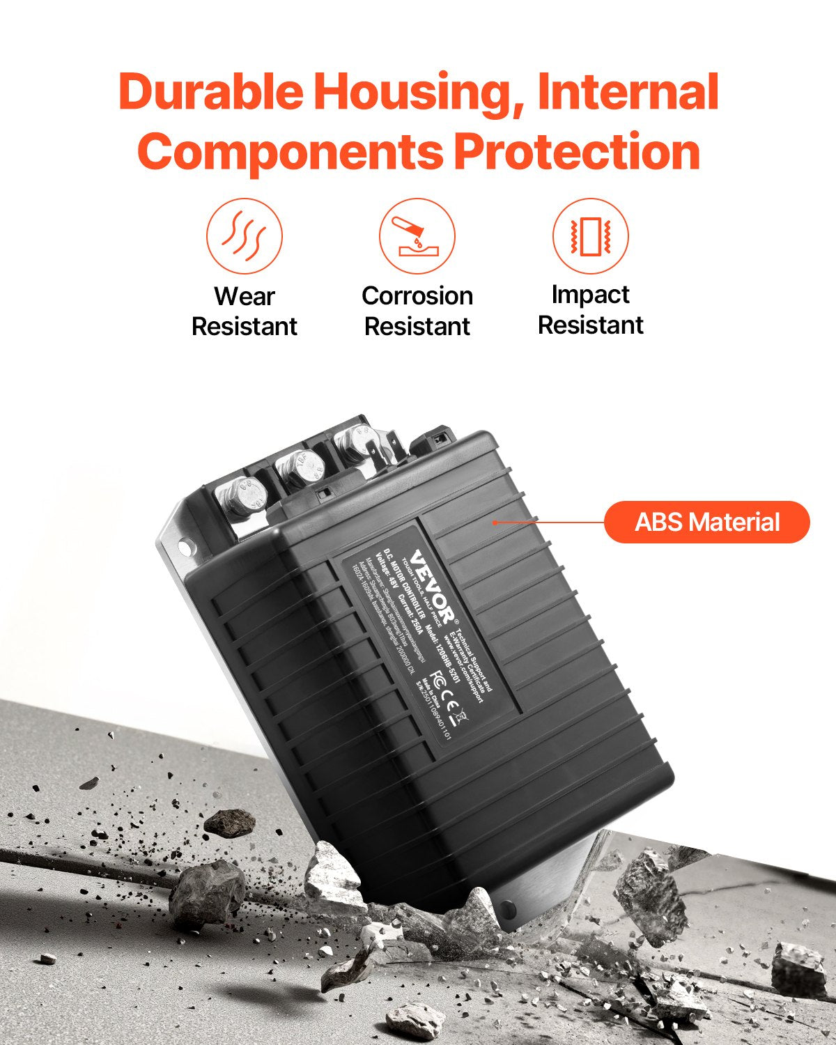 Golfbilshastighetsregulator, 48 volt och 250 ampere, DC-motorstyrenhetsersättning för EZGO TXT golfbilar, IP65-klassat skydd, aluminiumlegering och ABS-hölje, kompatibel med 1206HB-5201-modellerna