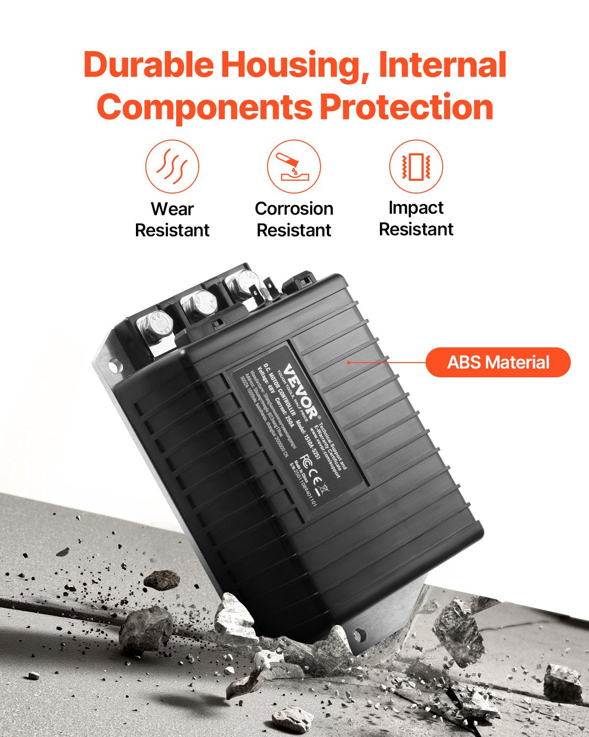 Golfbilshastighetsregulator, 48V och 250A, DC-motorstyrningsenhet för Club Car-golfbilar från 2000-2008, IP65-klassad skyddsklassning, aluminiumlegering och ABS-hölje, kompatibel med 1510A-5251-modellerna