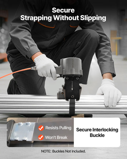 Pneumatisk stålbandningsmaskin, 8500 N spänningskraft, metallbandningsverktyg, spännare och skärförslutare för 19 mm breda metallband, kraftig delad balpress för höghållfasta förpackningar