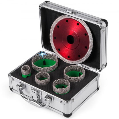5PCS Diamond Hole Saw Set Diamond Drill Core Bits with Saw Blade, 22/35/40/50/65MM M14 Thread carborundum Granite Granite