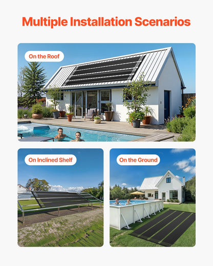 Solvärmare för pool, 2,75 x 20 fot HDPE solpanel för pool (2 st) - hållbar och väderbeständig, med kompletta tillbehör, universell solpanel för pool – höjer vattentemperaturen, ovanmarks- och nedgrävd pool