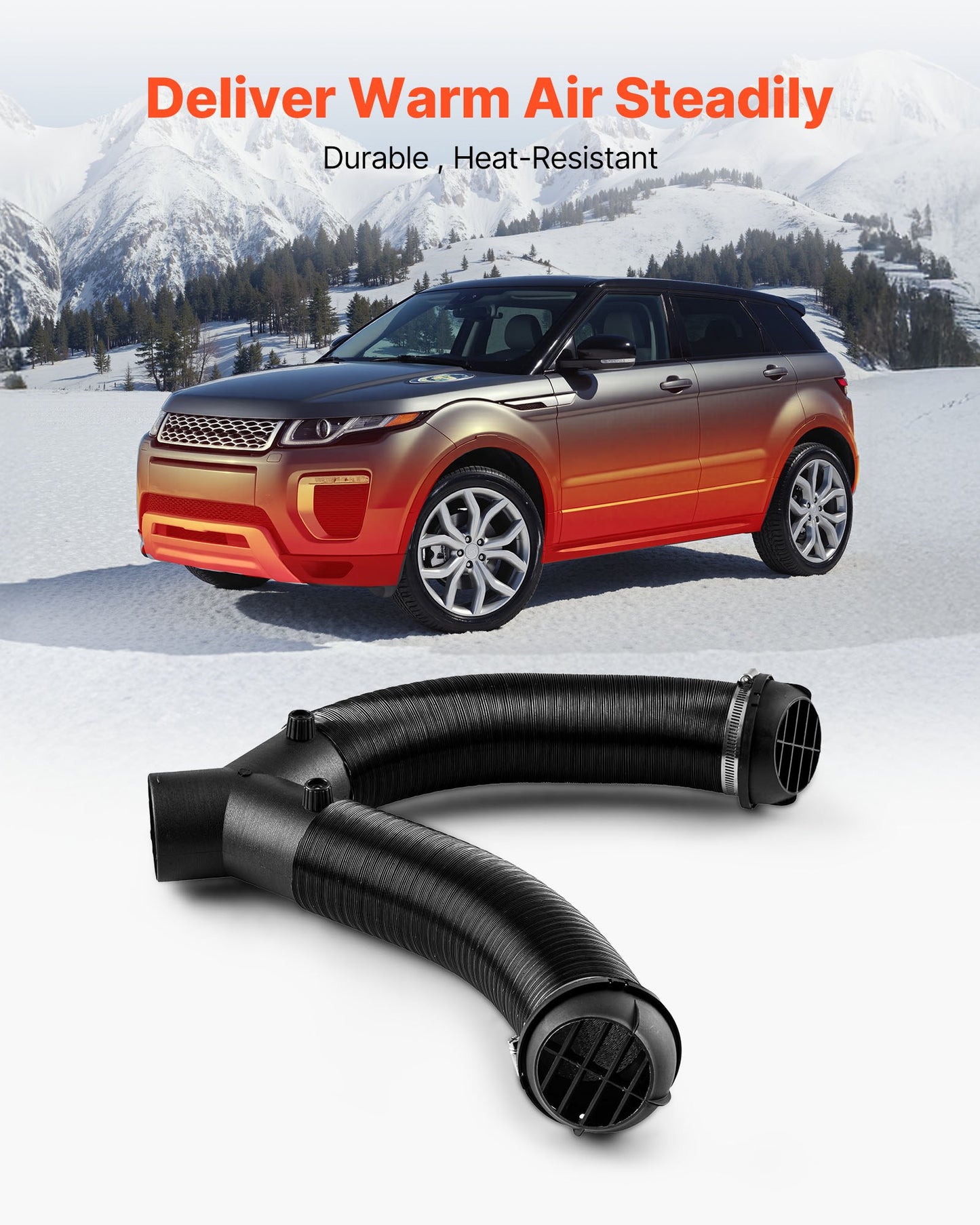 Dieselvärmarrörsventilationssats, 75 mm värmerör varmluftsventilationssats med Y-formad kontakt och luftkanalklämmor, parkeringsvärmare luftkanalventilationssats för 2KW 5KW 8KW dieselvärmare, svart