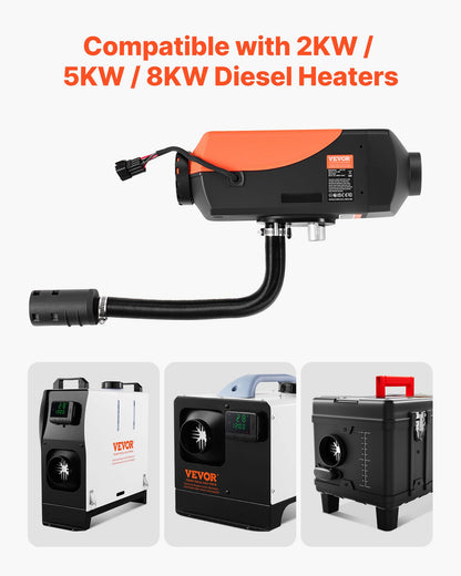 Dieselvärmare insugningsrörsats, 25 mm billuftsugningsrör för parkeringsvärmare, slangrör för töjbar och böjbar billuftinsugningsfilter, ljuddämpare, slangrörsats med klämmor för 2KW, 5KW, 8KW dieselvärmare