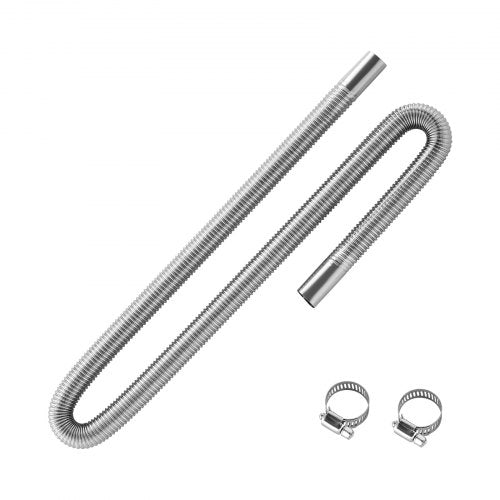 Avgasslang, 1200 mm dieselvärmare, flexibelt avgasrör, avgasslang i rostfritt stål med 2 slangklämmor, avgasslangsats, tillbehör till dieselvärmare för 2 kW, 5 kW, 8 kW dieselvärmare