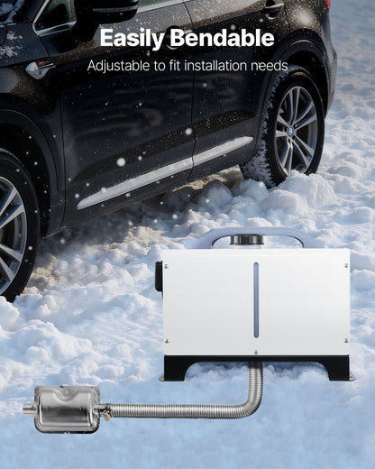 Avgasslang, 600 mm flexibelt avgasrör för dieselvärmare, avgasslangar i rostfritt stål med 2 slangklämmor, luftdieselparkeringsvärmare avgasslangar för 2KW, 5KW, 8KW dieselvärmare