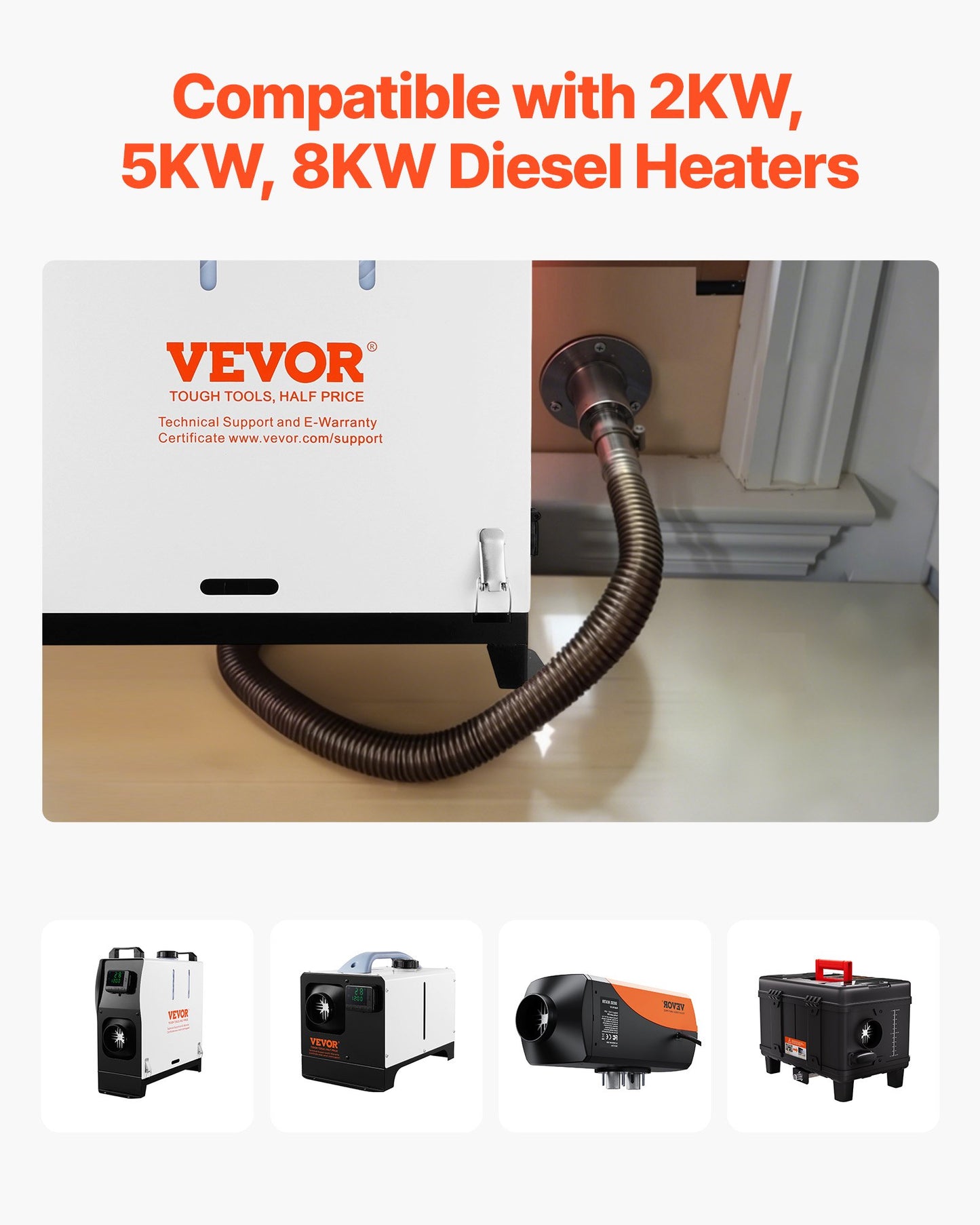 Genomgående avgasrör, 24 mm dieselvärmare avgasrör, raka genomgående avgasrör, passar till sats med skruvar, muttrar och packning för 2KW, 5KW, 8KW dieselvärmare, rostfritt stål 316