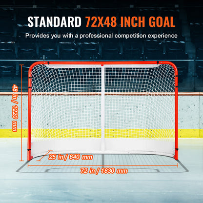 Gatuhockeynät, inomhus- och utomhusmål i stål, officiellt reglerat set med professionellt hockeyträningsmål, bärbart hockeymål med nät, enkel montering, 180 x 112 cm, vit/röd