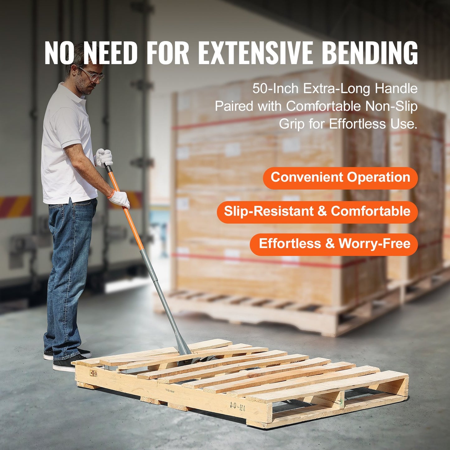 Pallbrytare, 127 cm handtag, 907,2 kg viktkapacitet, Q235 kolstål, kraftig däckbrytare, rivningsverktyg för träpallar, brytjärnsavdragare för effektiv och enkel borttagning av brädor