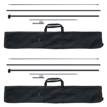 Fjäderflaggstångskit, 2-pack Swooper flaggstång 12,7 fot, skyltflaggstänger för företagsreklam, utomhusflaggor, med markstag och en bärväska (flagga ingår ej)