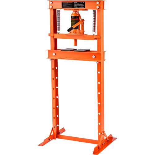 Hydraulisk, 12 tons H-ramsgolv, stansplattor, justerbar arbetsbordshöjd för bockning eller rätning av metall, garage eller verkstadspress, orange