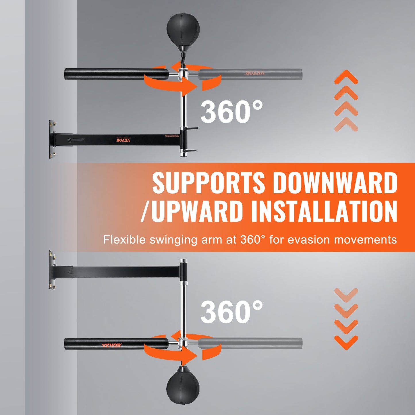 Väggmonterad spinningstång för boxning, spinningstång med boxboll, justerbar hastighetstränare för boxning, reflexboxningsstång med handskar, boxningsträningsutrustning för kickboxning, MMA, fitness