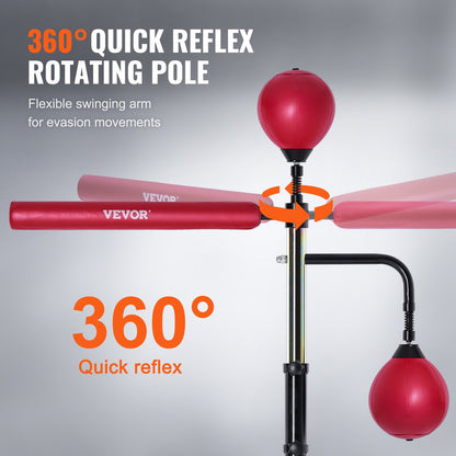 Boxningshastighetstränare, boksäck med stativ, reflexboxningssäck för tonåringar och vuxna, höjdjusterbar fristående slagpåseset med handskar, träningshastighetspåse för hemmagymträning, röd