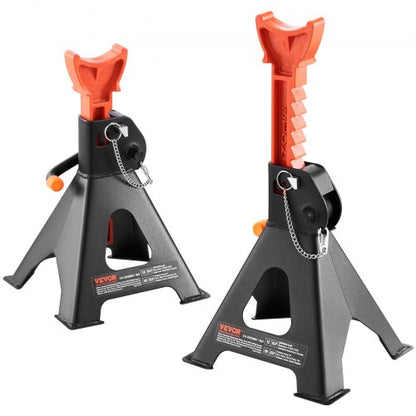 Jack Stands, 3 Ton (2,721.6 kg) Capacity Car Jack Stands Double Locking, 27.4 - 41.4 cm Adjustable Height, for lifting SUV, Pickup Truck, Car and UTV/ATV, Red, 1 Pair