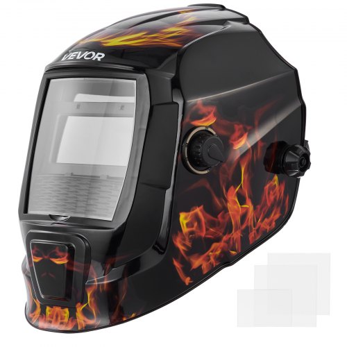 Welding Helmet Auto Darkening, 93 x 43 mm True Color Welding Hood, Solar-Powered Welder Mask 2 Arc Sensors, Shade 4/9-13 for TIG MIG ARC Weld Grinding - CRIUS Series (Yellow Flame Pattern)