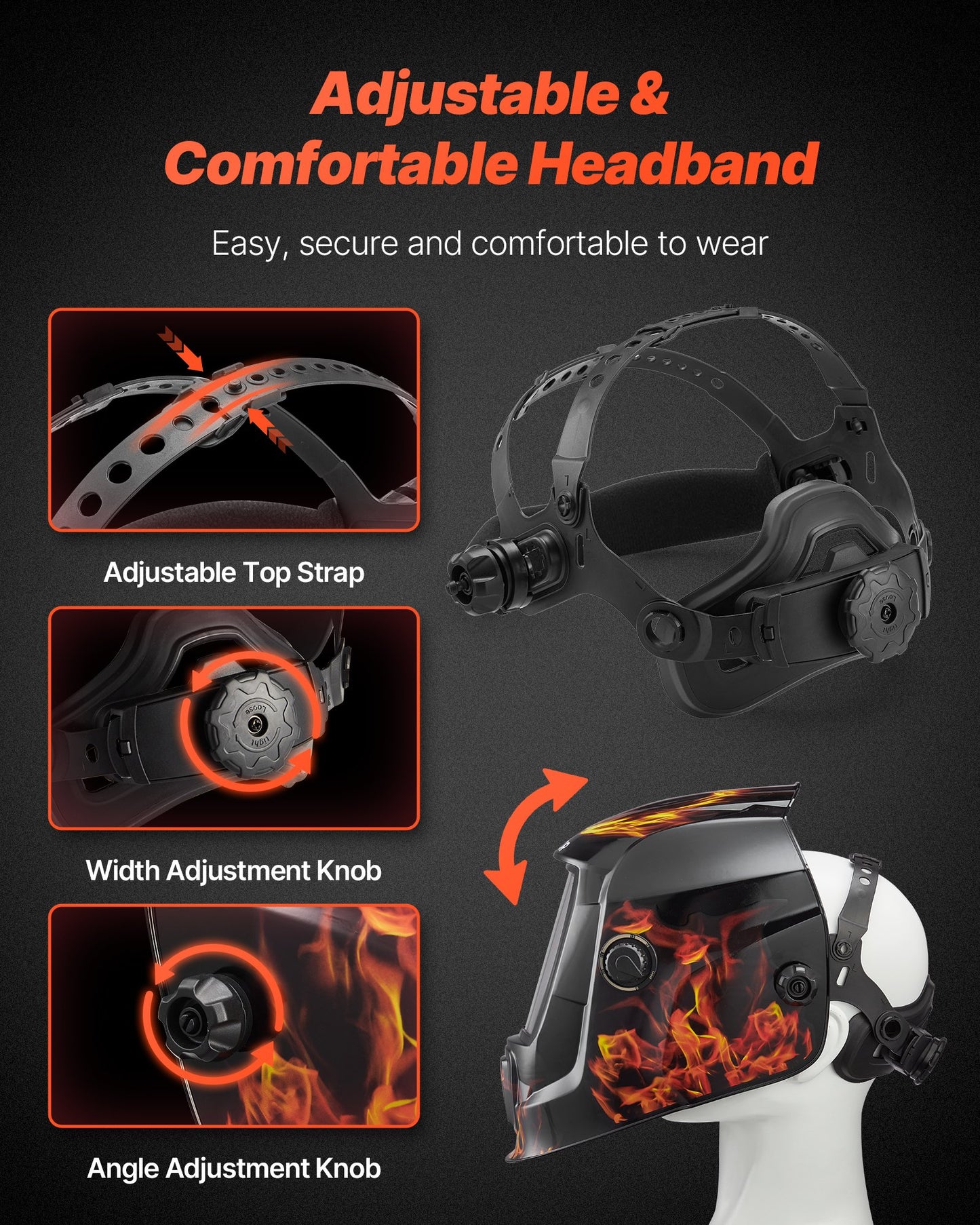 Welding Helmet Auto Darkening, 93 x 43 mm True Color Welding Hood, Solar-Powered Welder Mask 2 Arc Sensors, Shade 4/9-13 for TIG MIG ARC Weld Grinding - CRIUS Series (Yellow Flame Pattern)