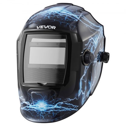 Welding Helmet Auto Darkening, 93 x 43 mm True Color Welding Hood, Solar Powered Welder Mask 2 Arc Sensors, Shade 4/9-13 for TIG MIG ARC Weld Grinding - CRIUS Series (Blue Lightning Pattern)