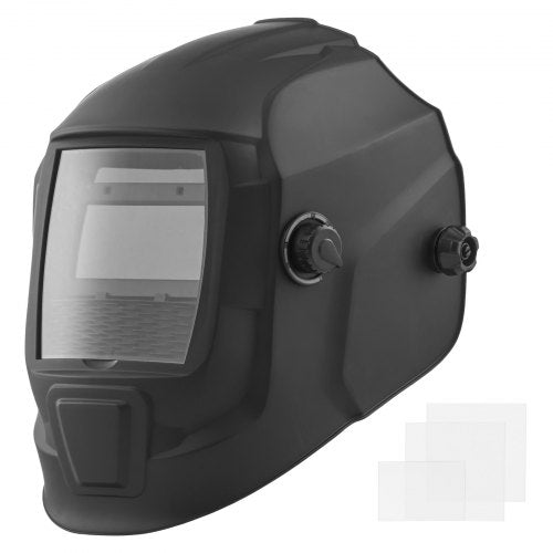 Svetshjälm med automatisk nedbländning, 93 x 43 mm svetshuva i äkta färg, soldriven svetsmask med 2 ljusbågssensorer, täckning 4/9-13 för TIG MIG ARC-svetsning och slipning - CRIUS-serien (mattsvart)