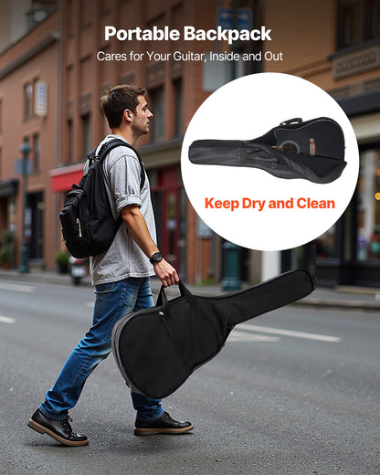 1041 mm (41 tum) Cutway akustisk gitarr nybörjarpaket med gigbag för vuxna, svart