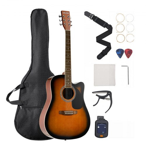 104.,4 mm (41 inch) Cutway Acoustic Guitar Beginner Bundle Gig Bag for Adult Sunburst