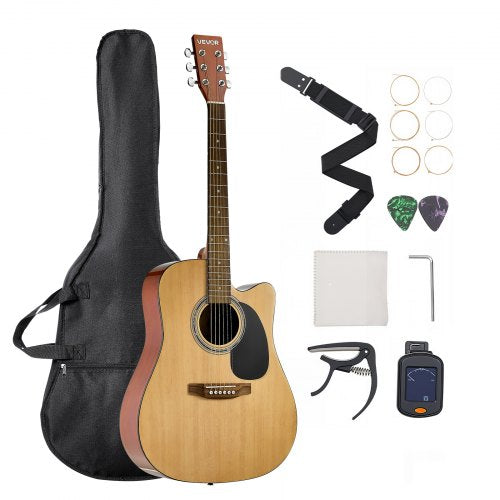 1041,4 mm (41 tum) Cutway akustisk gitarr naturfärgad gigbag för nybörjare, vuxen