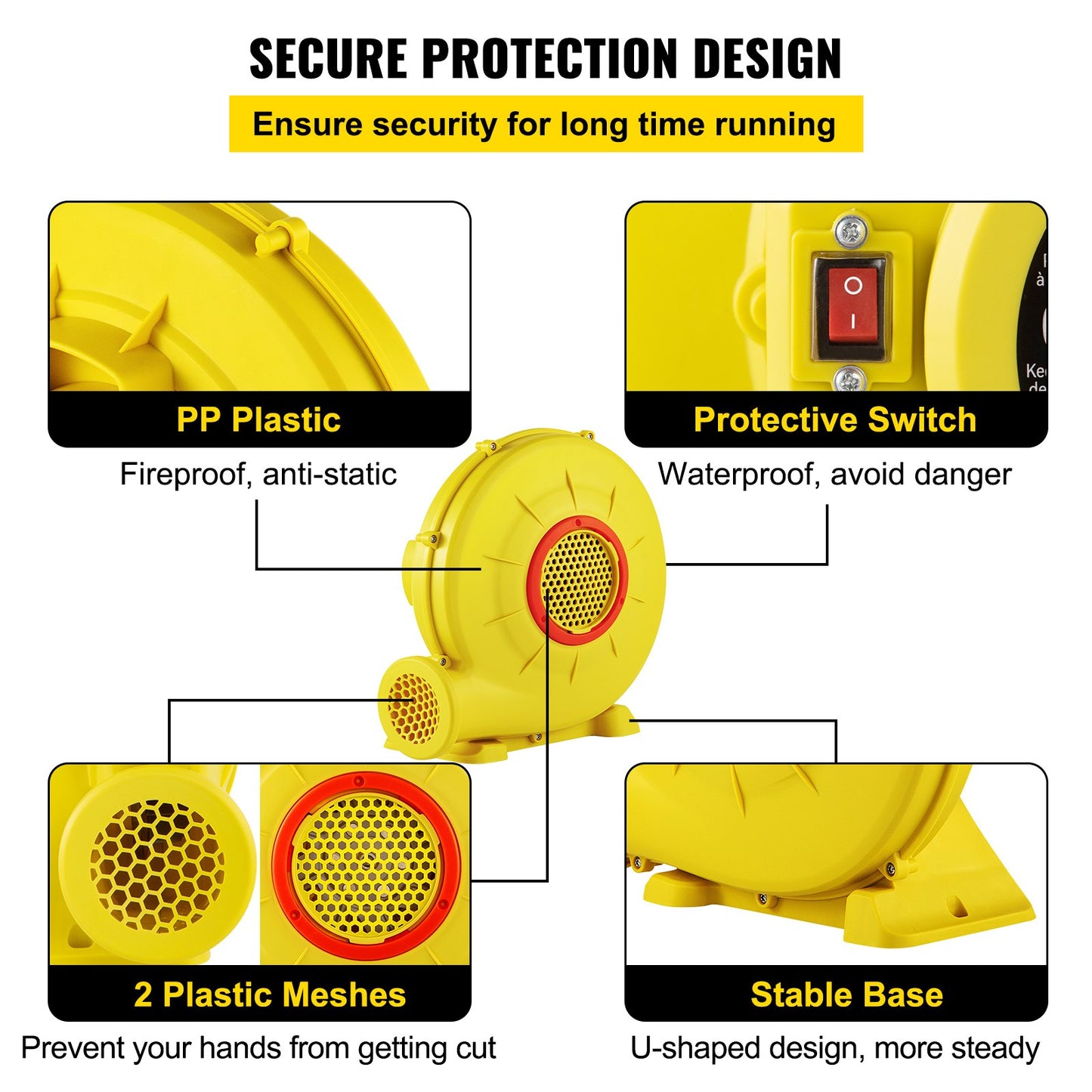 Luftblåsare för uppblåsbar hoppborg 450W 0,6HP blåspump luftpump