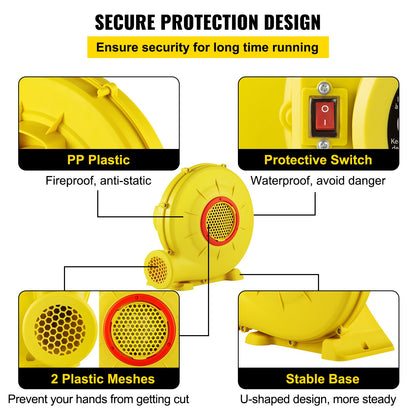Luftblåsare för uppblåsbar hoppborg 450W 0,6HP blåspump luftpump