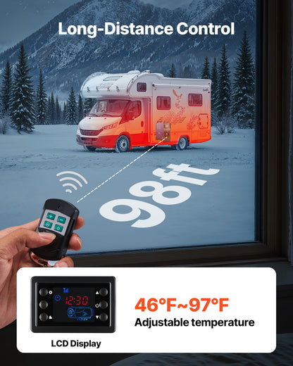 Dieselvärmare, 12-24V 8KW, allt-i-ett bärbar dieselluftvärmare med fjärrkontroll och LCD-skärm, snabb uppvärmning, lågt ljud, 5 liters bränsletank för fordon, skåpbilar, husbilar, husbilar och lastbilar