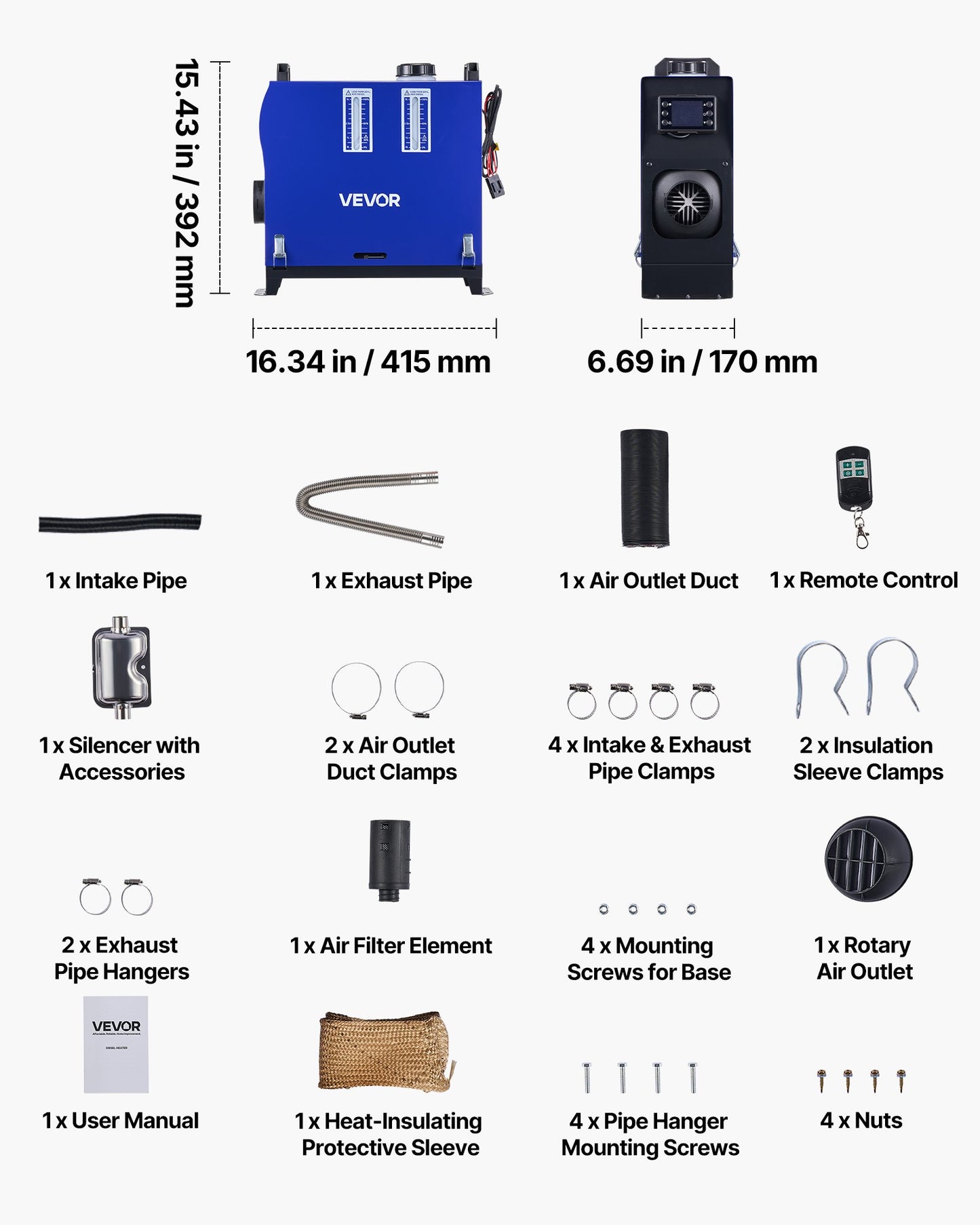 Dieselvärmare, 12-24V 8KW, allt-i-ett bärbar dieselluftvärmare med fjärrkontroll och LCD-skärm, snabb uppvärmning, lågt ljud, 5 liters bränsletank för fordon, skåpbilar, husbilar, husbilar och lastbilar