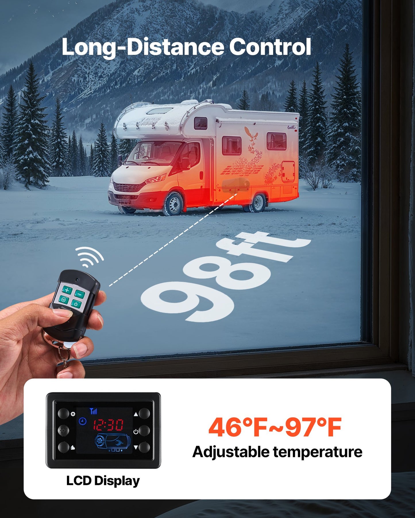 Dieselvärmare, 12-24V 8KW bärbar dieselluftvärmare med fjärrkontroll och LCD-skärm, snabb uppvärmning, lågt ljud, 10 liters stor bränsletank för fordon, skåpbilar, husbilar, husbilar och lastbilar