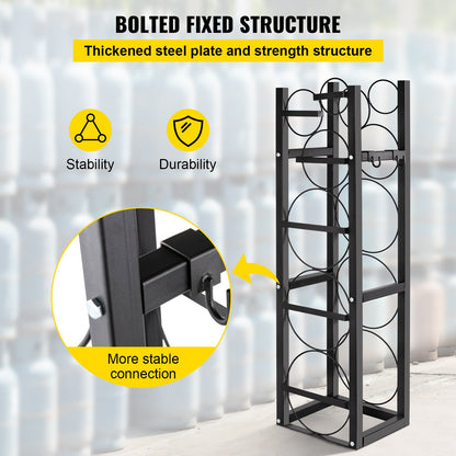 Kylmedelstankra med 3x30lb och andra 3 utrymmesbesparande, Cylindertankställ 46x13x4-tum, Kylmedelstankrar Gasflaskställ och hållare, för gas-syre-kvävelagring
