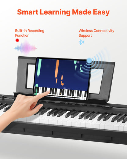 Weighted Digital Piano, 88 Keys Fully Weighted, Electric Piano Dual Keyboard & Speakers with X Stand, Sustain Pedal, Recording Function, 280 Tones, Wireless Connection, for Beginners, Black