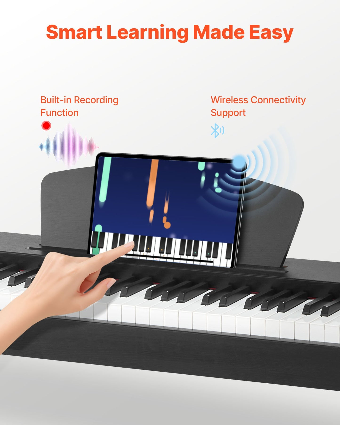 Weighted Digital Piano, 88 Keys Fully Weighted, Electric Piano Dual Keyboard & Speakers, with Sustain Pedal, Recording Function, 238 Tones, Wireless Connection, for Beginners, Without Stand