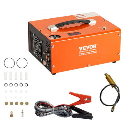 PCP-luftkompressor, 4500PSI bärbar PCP-luftgevärskompressor med inbyggd omvandlare, autostopp | DC12V/AC230V | Olje- och vattenfri paintballflaskkompressorpump för luftgevär, dykflaska