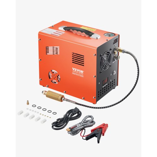 PCP-luftkompressor, 4500PSI/30Mpa PCP-luftgevärskompressor med inbyggd omvandlare och fläktkylsystem, automatisk stopp DC12V/AC230V bärbar paintballtankkompressor för luftgevär, dykflaska