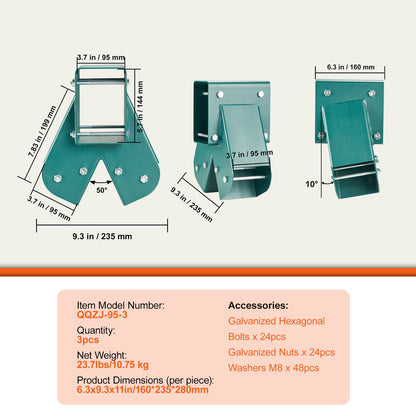 A-ramsfästen för gungställning i mitten, kraftiga gungställningsdetaljer i kolstål med monteringsdetaljer, gör-det-själv-gungställningsfäste, gungställningssats för 101,6x101,6 mm ben och 101,6x152,4 mm balk, gröna 3 delar