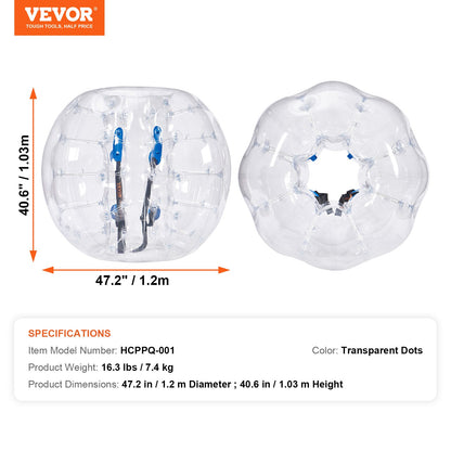 Uppblåsbar Bumper Ball 1-pack, 4FT/1.2M Body Sumo Zorb-bollar för tonåringar och vuxna, 0.8mm tjocka PVC-mänskliga hamsterbubbelbollar för utomhuslek, Bumper Bopper-leksaker för trädgård, gård, park