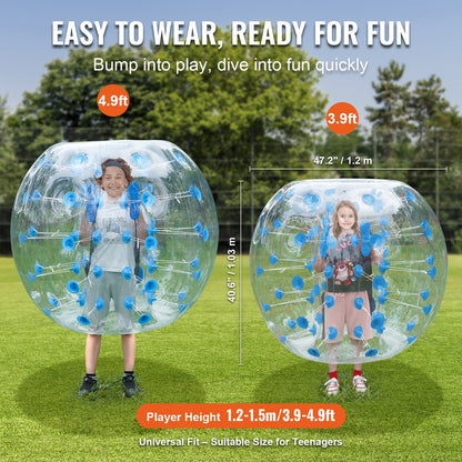 Uppblåsbar Bumper Ball 1-pack, 4FT/1.2M Body Sumo Zorb-bollar för tonåringar och vuxna, 0.8mm tjocka PVC-mänskliga hamsterbubbelbollar för utomhuslek, Bumper Bopper-leksaker för trädgård, gård, park