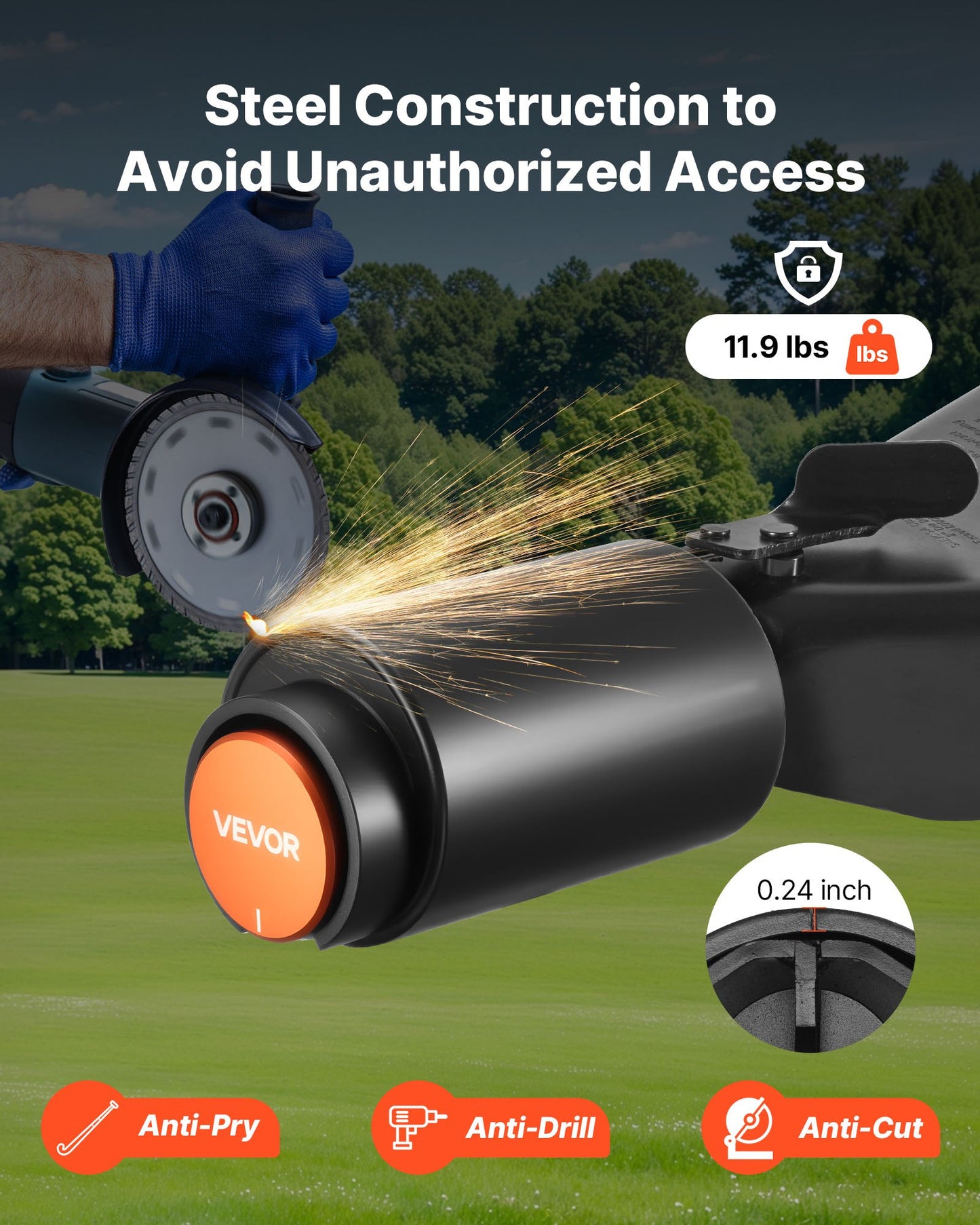 Släpvagnslås, passar 50,6 och 58,6 mm Bulldog släpvagnskopplingar, kraftigt dragkrokslås med 3 nycklar säkrar säkerhetskedjor, korrosionsbeständigt, stöldskyddande husvagnslås för husbil, släpvagn, båt